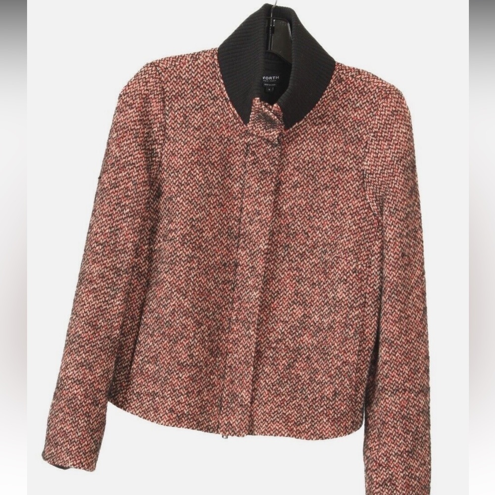 Worth Women’s Jacket Small Red White Black Knit Wool Long Sleeve Stretch…